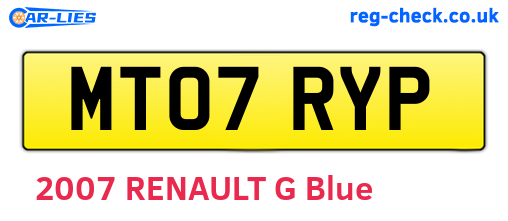 MT07RYP are the vehicle registration plates.