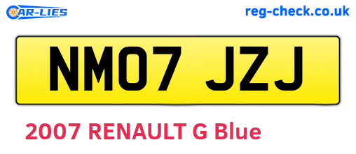 NM07JZJ are the vehicle registration plates.