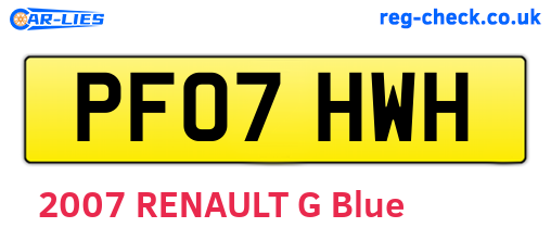 PF07HWH are the vehicle registration plates.