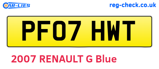 PF07HWT are the vehicle registration plates.