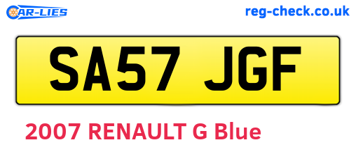 SA57JGF are the vehicle registration plates.