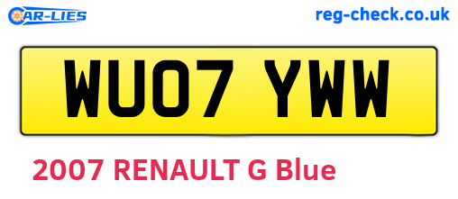 WU07YWW are the vehicle registration plates.