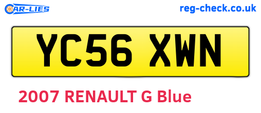 YC56XWN are the vehicle registration plates.