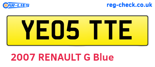 YE05TTE are the vehicle registration plates.