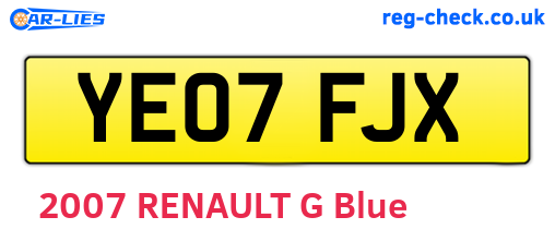 YE07FJX are the vehicle registration plates.