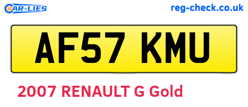 AF57KMU are the vehicle registration plates.