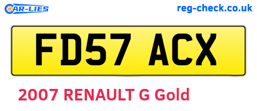 FD57ACX are the vehicle registration plates.
