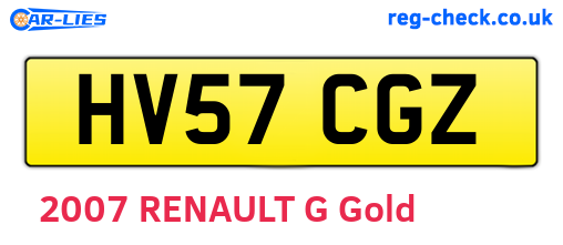 HV57CGZ are the vehicle registration plates.