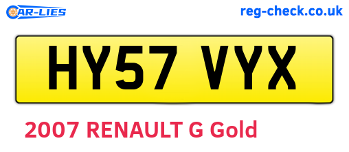 HY57VYX are the vehicle registration plates.