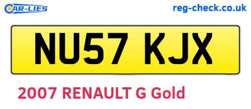NU57KJX are the vehicle registration plates.
