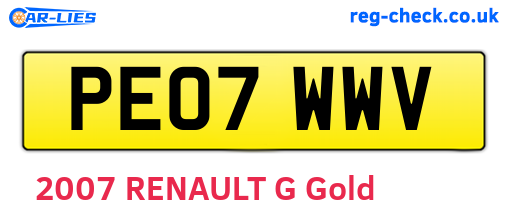 PE07WWV are the vehicle registration plates.