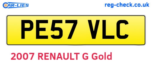 PE57VLC are the vehicle registration plates.