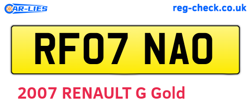 RF07NAO are the vehicle registration plates.