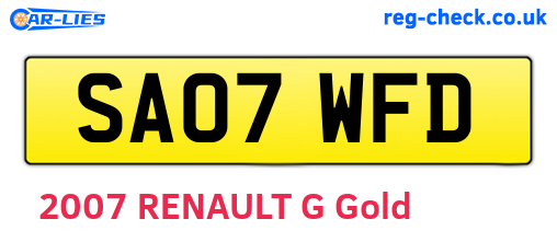 SA07WFD are the vehicle registration plates.