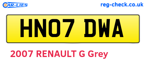 HN07DWA are the vehicle registration plates.