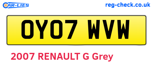 OY07WVW are the vehicle registration plates.
