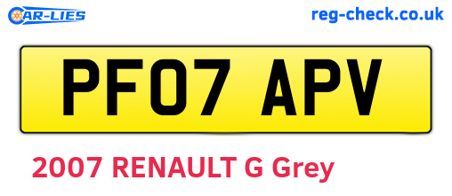 PF07APV are the vehicle registration plates.