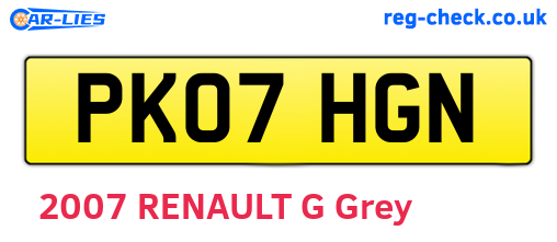 PK07HGN are the vehicle registration plates.