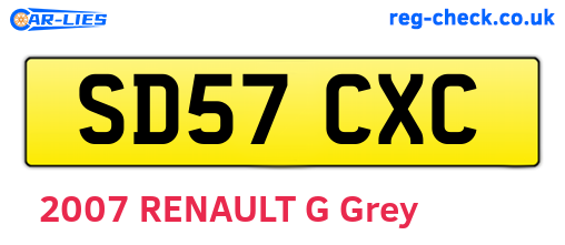 SD57CXC are the vehicle registration plates.