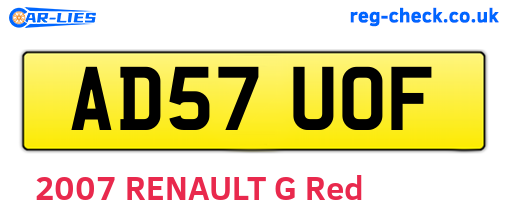 AD57UOF are the vehicle registration plates.