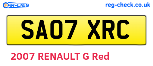 SA07XRC are the vehicle registration plates.