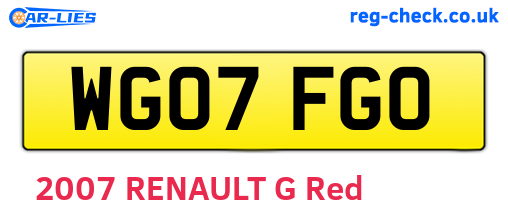 WG07FGO are the vehicle registration plates.