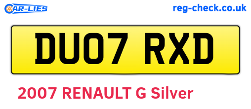 DU07RXD are the vehicle registration plates.