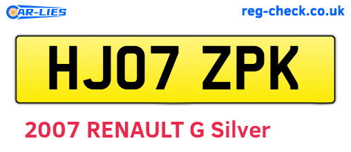 HJ07ZPK are the vehicle registration plates.