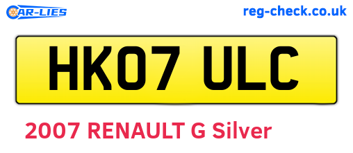 HK07ULC are the vehicle registration plates.