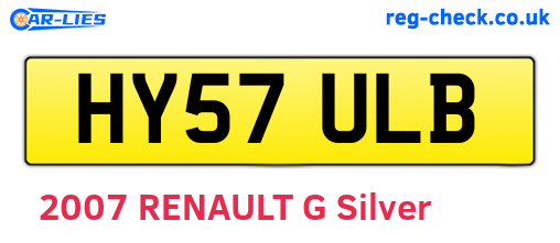 HY57ULB are the vehicle registration plates.