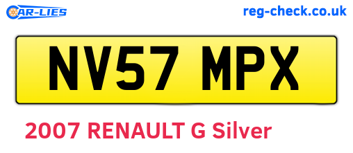 NV57MPX are the vehicle registration plates.