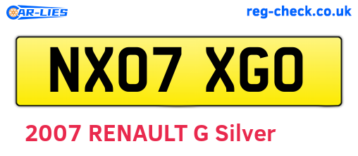 NX07XGO are the vehicle registration plates.