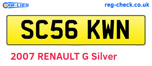 SC56KWN are the vehicle registration plates.