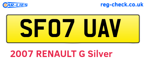 SF07UAV are the vehicle registration plates.