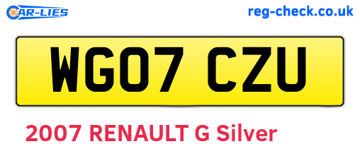 WG07CZU are the vehicle registration plates.