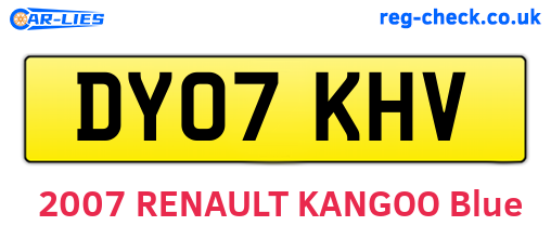 DY07KHV are the vehicle registration plates.