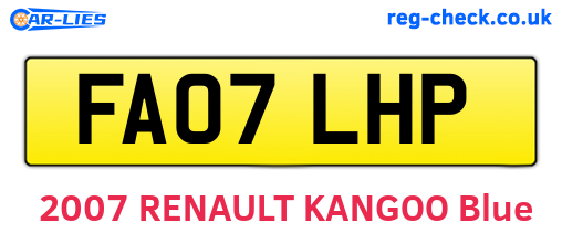 FA07LHP are the vehicle registration plates.