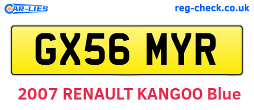 GX56MYR are the vehicle registration plates.