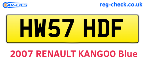 HW57HDF are the vehicle registration plates.