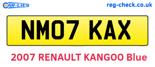NM07KAX are the vehicle registration plates.