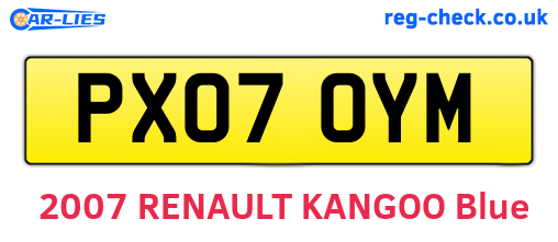 PX07OYM are the vehicle registration plates.