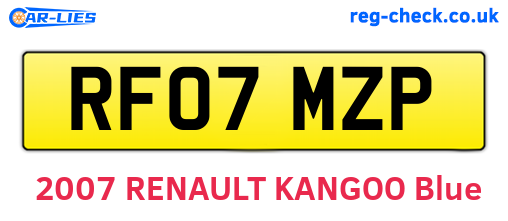 RF07MZP are the vehicle registration plates.