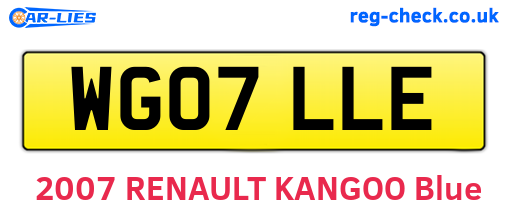 WG07LLE are the vehicle registration plates.