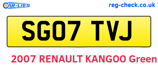 SG07TVJ are the vehicle registration plates.