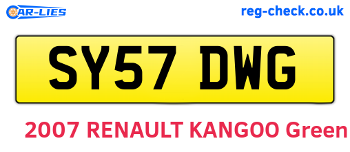 SY57DWG are the vehicle registration plates.