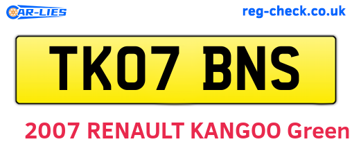 TK07BNS are the vehicle registration plates.