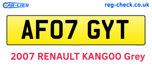 AF07GYT are the vehicle registration plates.