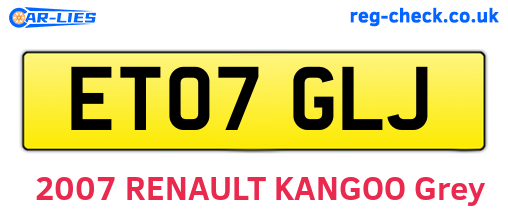 ET07GLJ are the vehicle registration plates.