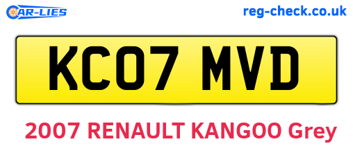 KC07MVD are the vehicle registration plates.