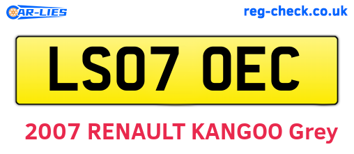 LS07OEC are the vehicle registration plates.